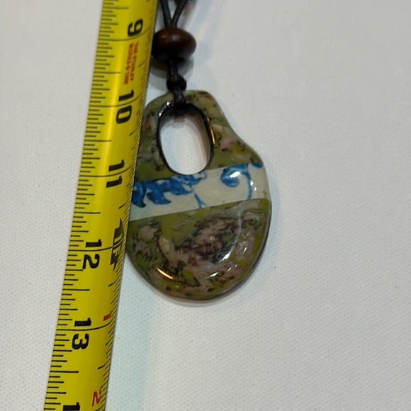 Artistic Blue and Green Pendant Necklace - Picture 5 of 10